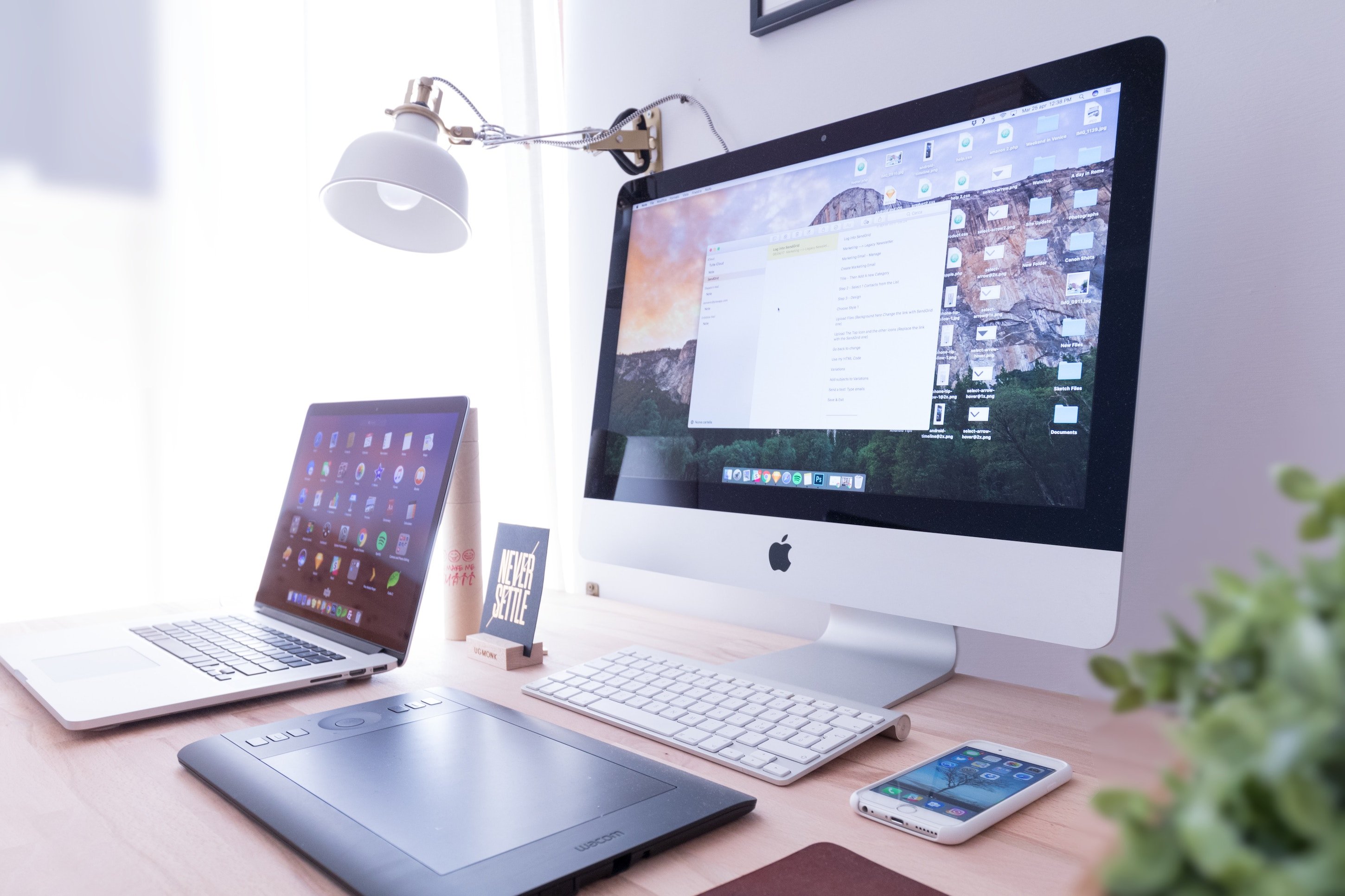 Mac computer on desk